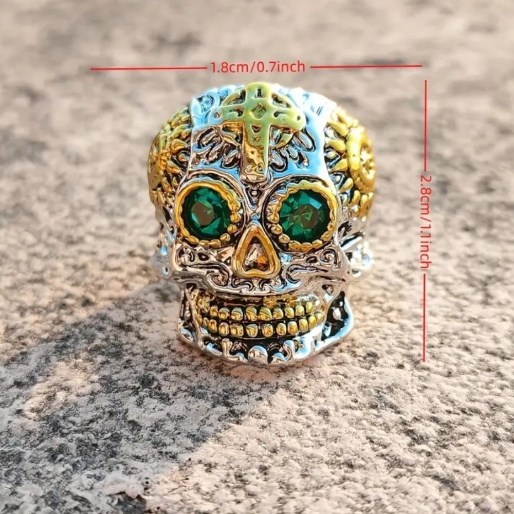 Retro Skull Head Ring - Picture 3 of 9